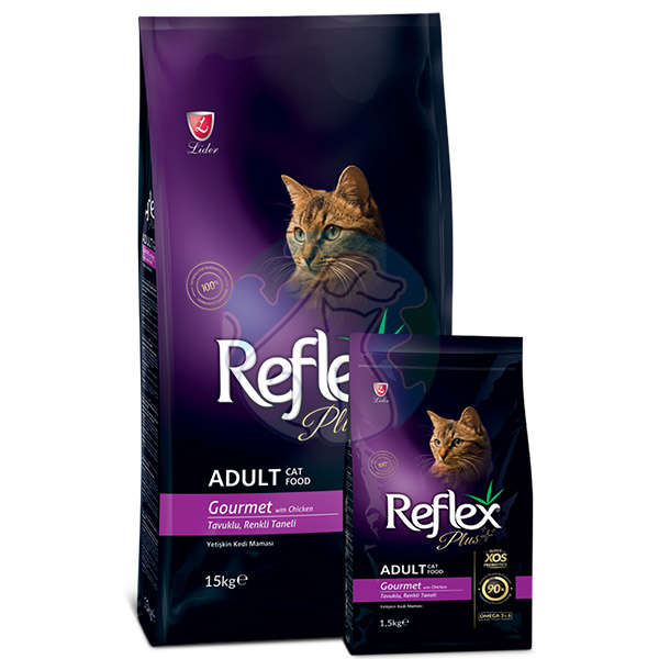 یک کیلوگرم غذای گربه فله گورمت  طعم مرغ  reflex plus gourmet